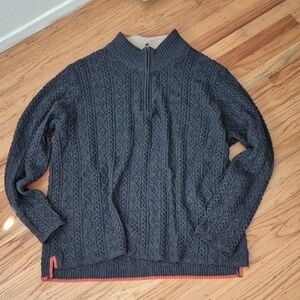 Carbon2Cobalt 100% Cotton Gray Cable Knit Sweater W Quarter Zipper Sz XXL